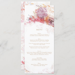 Romantic Spring Pink Flower Wedding Reception Menu Invitation