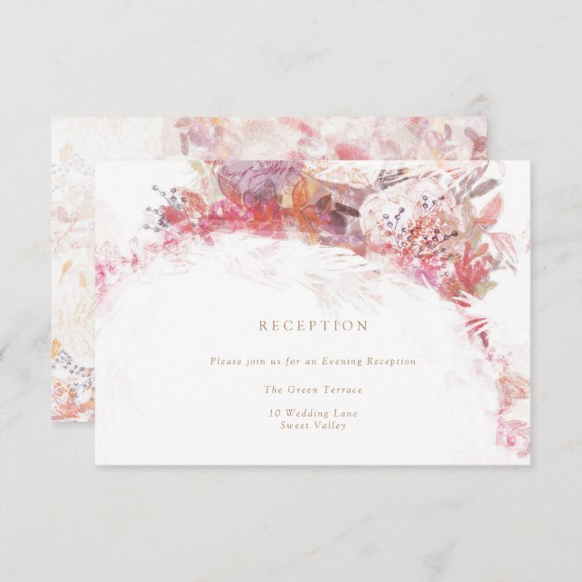 Romantic Spring Pink Flowers Reception Insert Invitation (Front/Back)