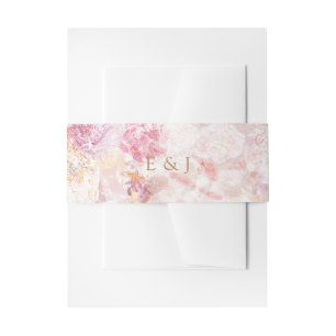 Romantic Spring Pink Flowers Wedding Belly Band Invitation Belly Band