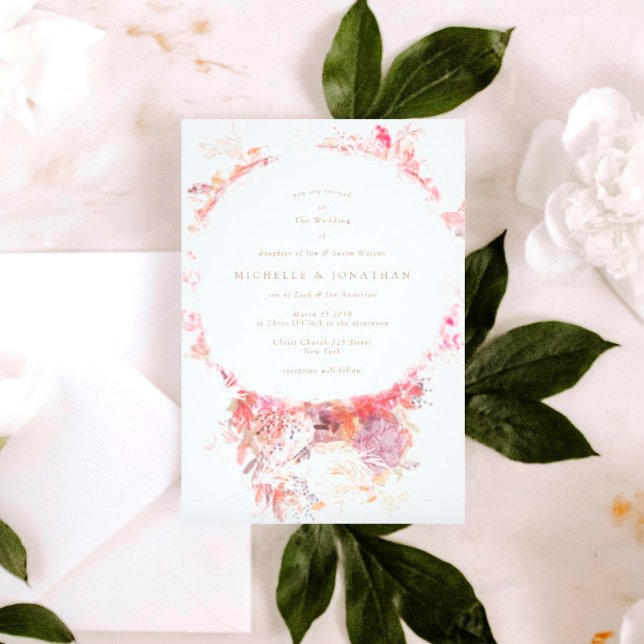 Romantic Spring Pink Flowers Wedding Invitation (Creator Uploaded)