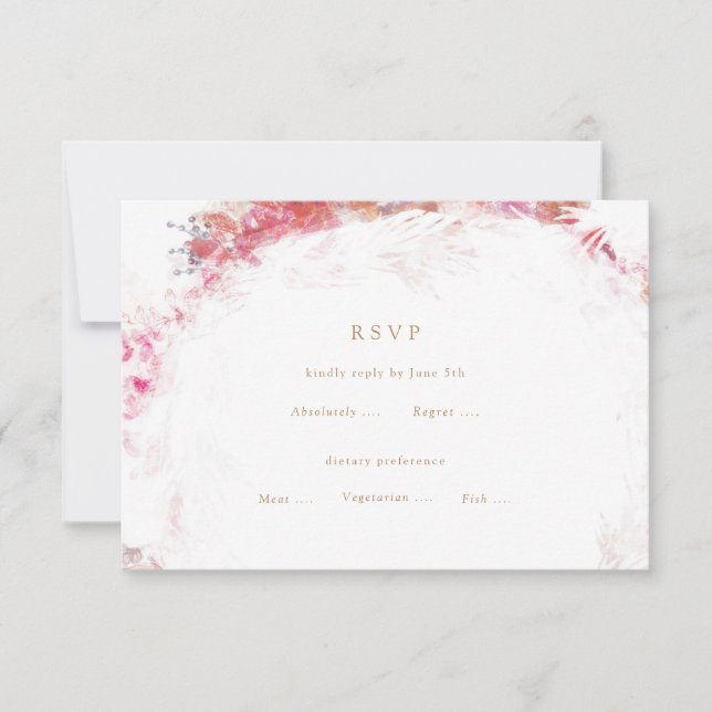 Romantic Spring Pink Flowers Wedding RSVP Insert (Front)
