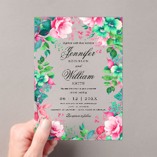 Romantic Spring Summer Garden Floral Wedding Acrylic Invitations