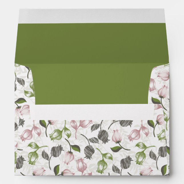 Romantic Spring Tulip floral pattern white ver Envelope (Back (Bottom))
