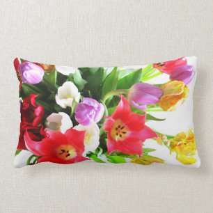 Romantic Spring Tulips Flowers Lumbar Cushion