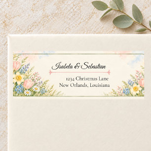Romantic Spring Wildflower Wedding Return Address Label