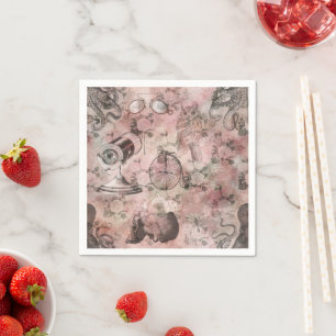 Romantic Steampunk Antique Vintage Ephemera Napkin