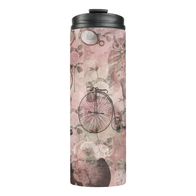 Romantic Steampunk | Antique Vintage Ephemera Thermal Tumbler (Front)