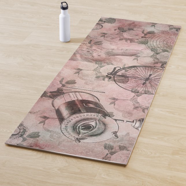 Romantic Steampunk | Antique Vintage Ephemera Yoga Mat (In Situ)