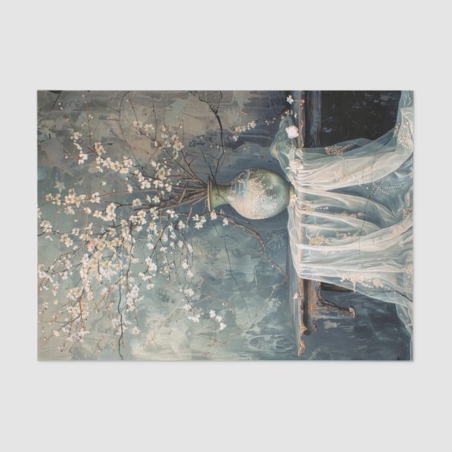 Romantic Still Life Moody Florals Tissue Paper (Front)