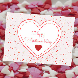 Romantic Stitched Red Heart Happy Valentines Day Holiday Card