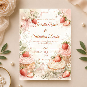 Romantic Strawberry Floral Wedding Invitation