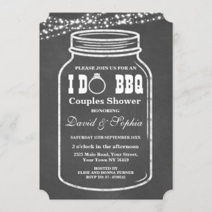 Romantic String Lights I DO BBQ Mason Jar Invite