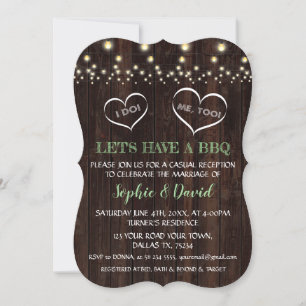 Romantic  String Lights Old Barn I DO BBQ Invitation