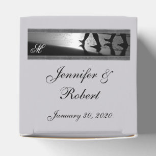 Romantic Stroll Monogram in Silver Black Wedding Favour Box