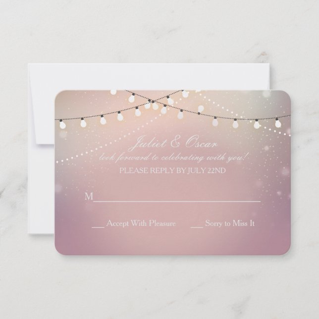 Romantic Strung Lights Reply Cards (Front)