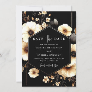 Romantic Stylish Gold and Black Wedding Save The Date