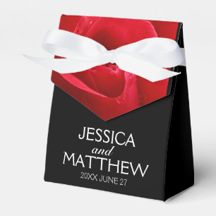 Romantic Stylish Red Rose Floral on Black Favour Box