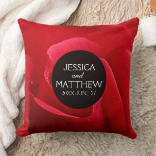 Romantic Stylish Red Rose Floral Wedding Cushion