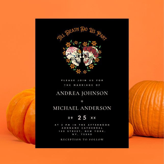 Romantic Sugar Skull Till Death Wedding Invitation (Creator Uploaded)