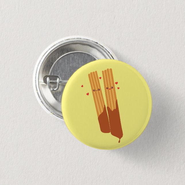 Romantic Sugary Spanish Churros  With Chocolate 3 Cm Round Badge (Front & Back)