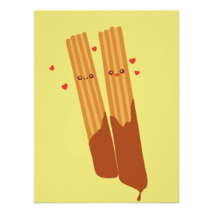 Romantic Sugary Spanish Churros With Chocolate Poster