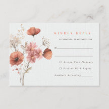 Romantic summer meadow flowers Wedding RSVP Card
