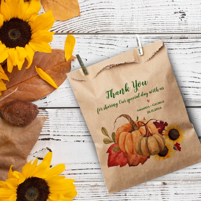 Romantic Sunflower Pumpkin Fall Wedding Party Favour Bag (Romantic Sunflower Pumpkin Fall Wedding Party Favor Bag)