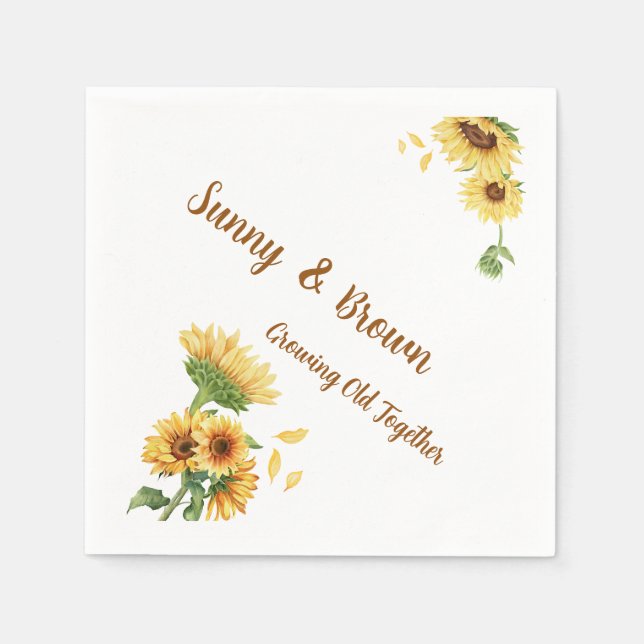 Romantic Sunflower Rustic Yellow Funny Wedding Napkin (Front)