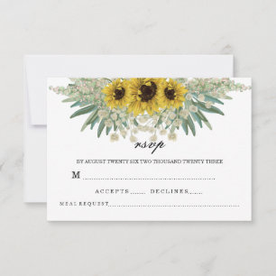 Romantic Sunflower Watercolor Pattern RSVP Card