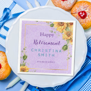 Romantic Sunflower Watercolor Retirement Party Napkin