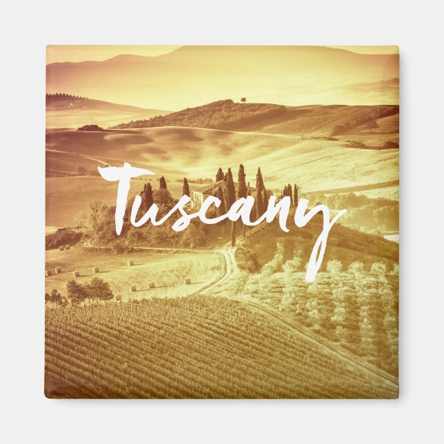 Romantic sunny tuscany Italy brush typography Magnet (Front)
