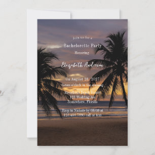Romantic Sunset Beach Bachelorette Party Invitation