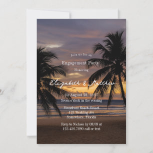 Romantic Sunset Beach Engagement Party Invitation