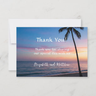 Romantic Sunset Beach Wedding Thank You Card