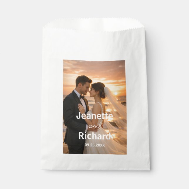 Romantic Sunset Beach Wedding Vows  Favour Bag (Front)