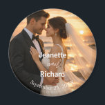 Romantic Sunset Beach Wedding Vows Magnet<br><div class="desc">Simple minimalist wedding magnet with customised photo and texts.

#sunset #beach #classic #simple #minimalist #photo #brideandgroom #wedding #vows #romantic</div>