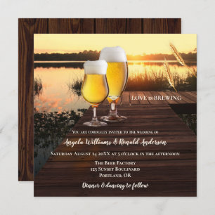 Romantic Sunset Beer Wedding Invitation