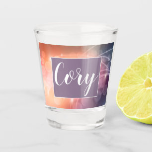 Romantic Sunset Colour Modern Bokeh Wedding Shot Glass