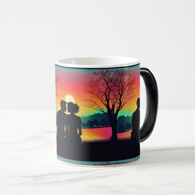 Romantic Sunset – Couple Silhouette Magic Mug (Front Right)