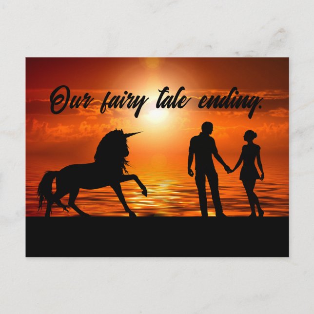 Romantic Sunset Fairy Tale Ending Save The Date Announcement Postcard (Front)