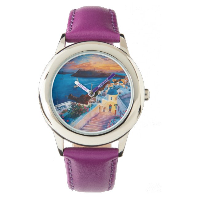 Romantic Sunset in Santorini Watch (Front)