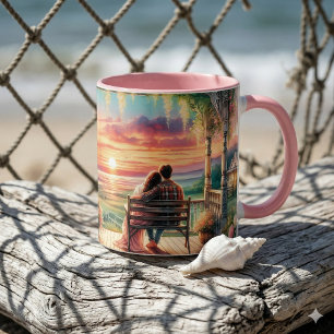 Romantic Sunset Porch View Illustration Mug