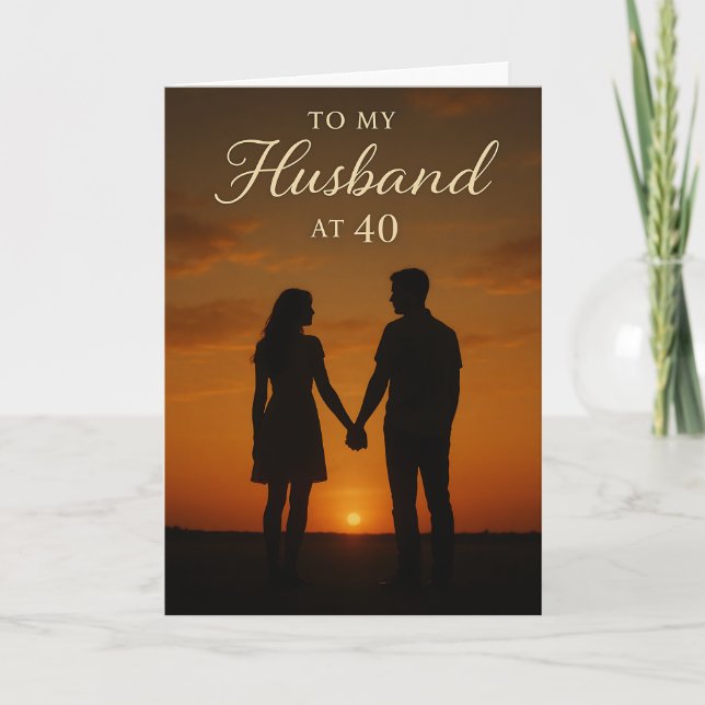 Romantic Sunset Silhouette 40th Birthday Card (Front)