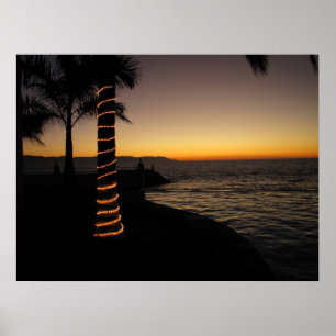 Romantic Sunset Silhouette Poster