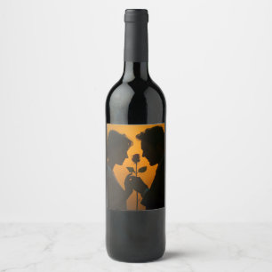 Romantic Sunset Silhouette Wine Label