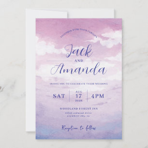 Romantic sunset Watercolor wedding invitations