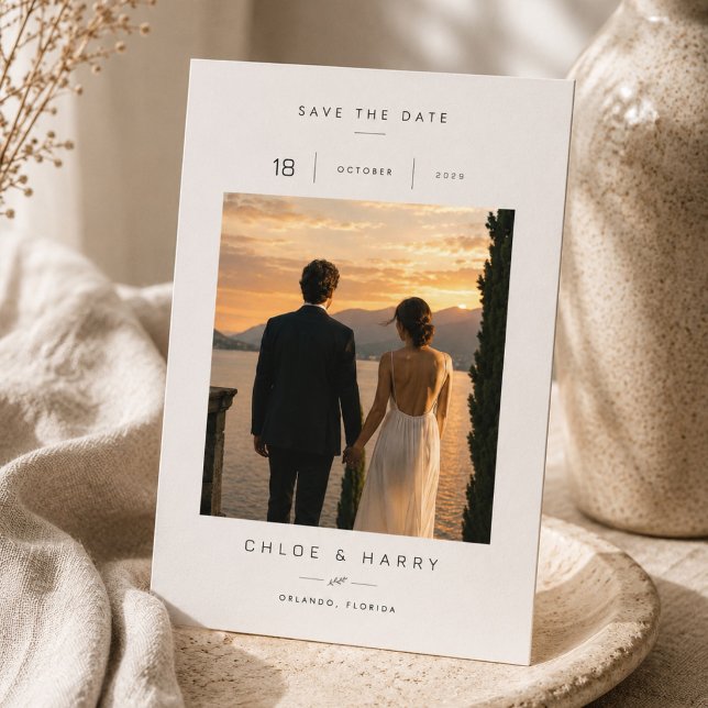 Romantic Sunset Wedding Save The Date Photo Card. (Creator Uploaded)