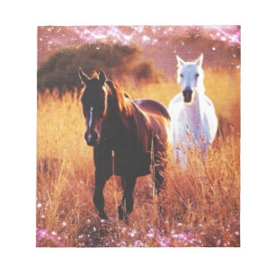 Romantic Sunset Western country Galloping Horses Notepad