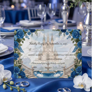 Romantic Swans Grand Staircase Fairytale RSVP Card