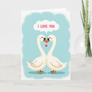 Romantic Swans I Love You Card